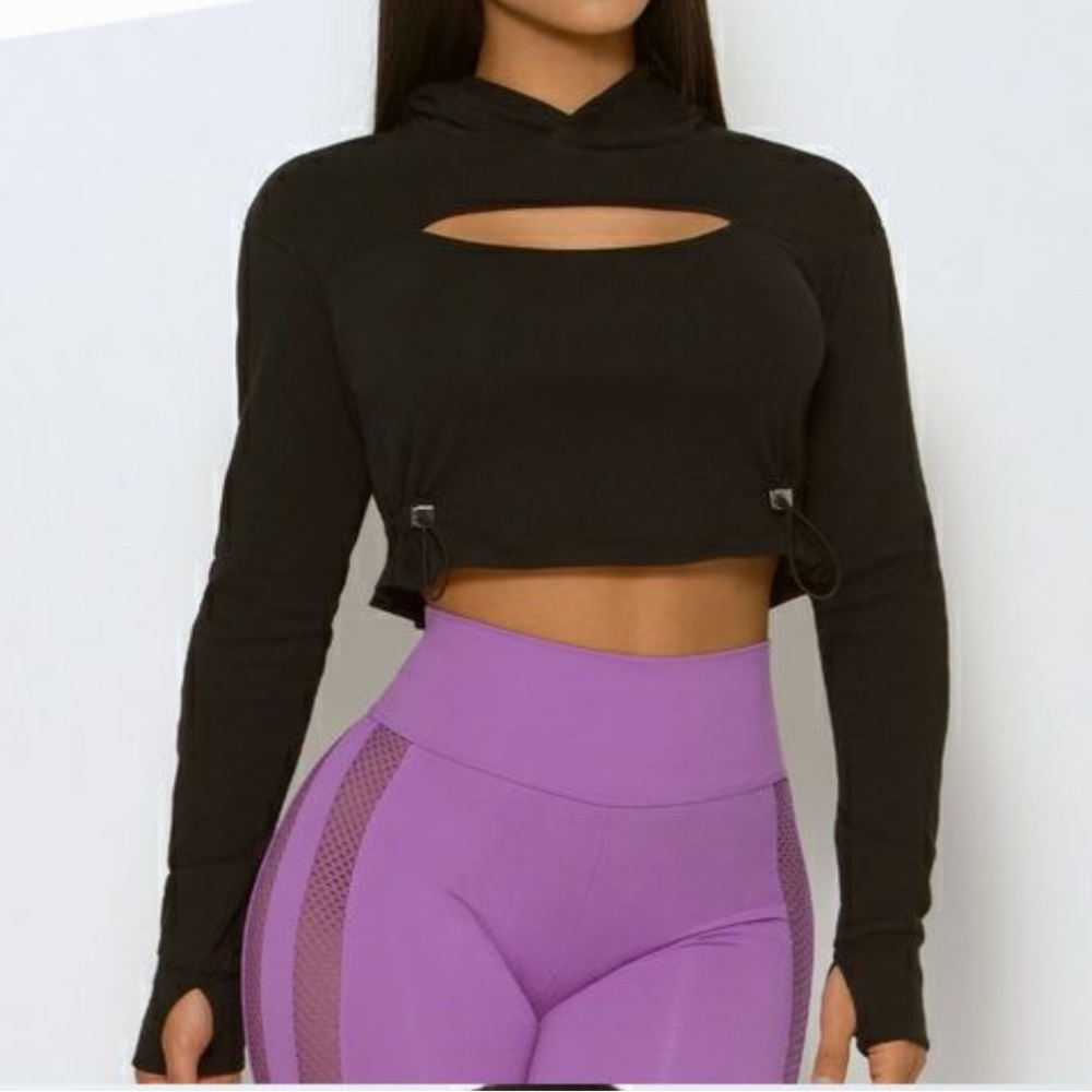 Bombshell cropped Cinched Hoodie with cut out- Medium. Vintage - no longer made
